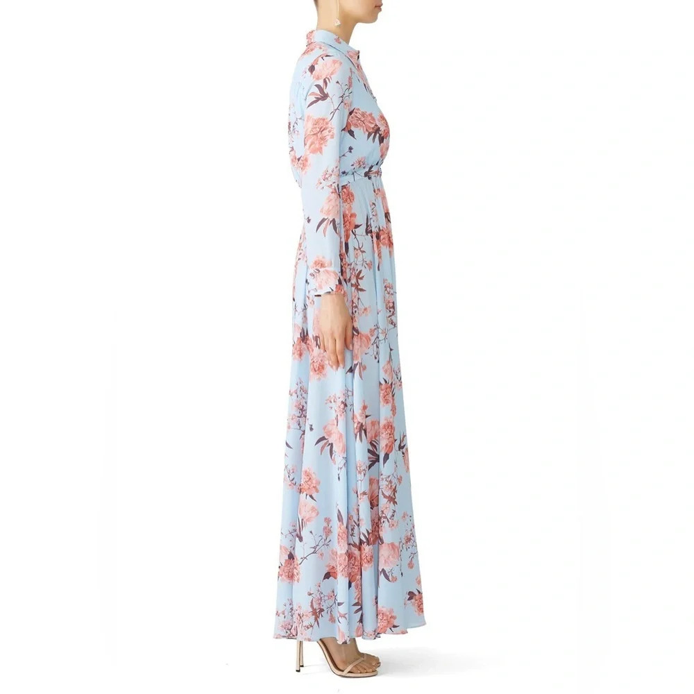 Fame and Partners - The Orianna Maxi - Blue Floral Long sleeve Dress- US 0 - RTR - Picture 2 of 12